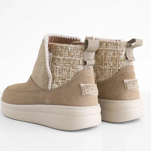 Hey Dude Mel Suede Tan Winter Boots with Quilted Collar - Picture 4 of 6